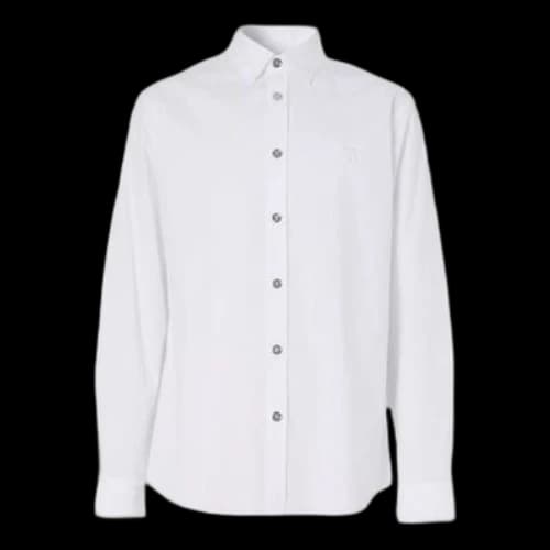 Burberry Pattern Stretch Cotton Shirt Male White