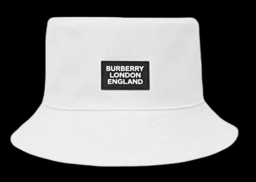 Burberry Bucket Hat Logo Applique Cotton White