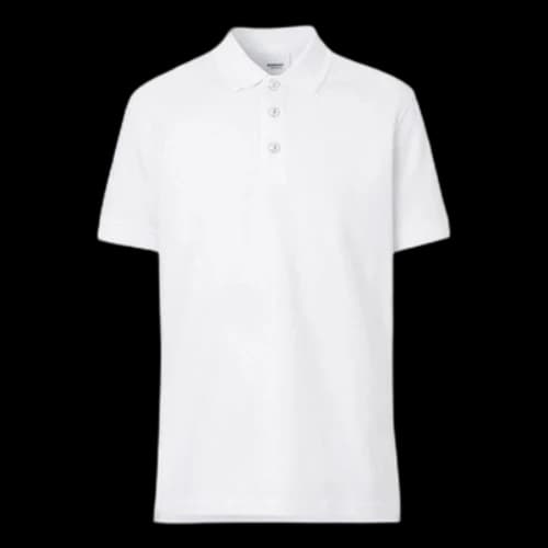 Burberry SS21 Mesh Cotton Short Sleeve Polo Shirt White