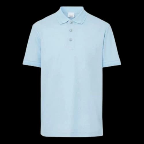 Burberry SS21 Mesh Cotton Short Sleeve Polo Shirt Light Blue