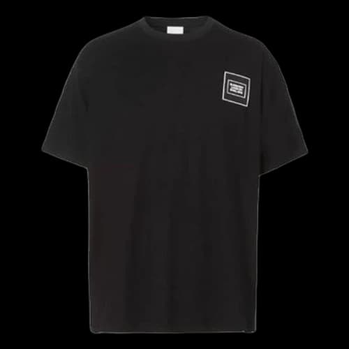 Burberry Logo Intarsia Cotton Short Sleeve Black