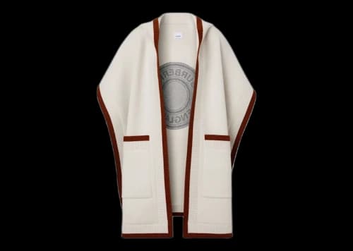 Burberry Logo Graphic Wool Cashmere Jacquard Hooded Cape Beige/Brown/Canvas