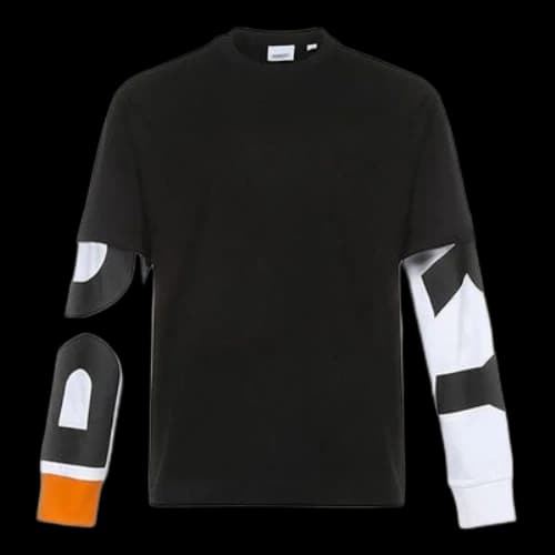 Burberry Plain Embroidery Printing Long Sleeve Male Black