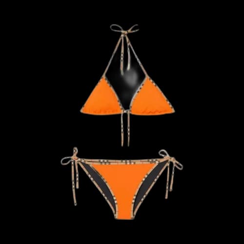 Burberry Vintage Check Print Trim Bikini 'Bright Orange'