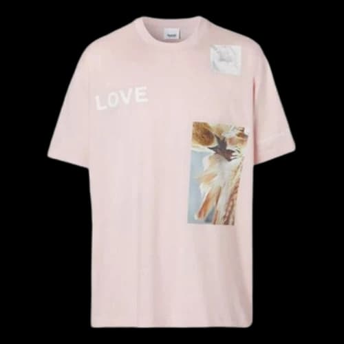 Burberry Printing Cotton Short Sleeve Pink Red