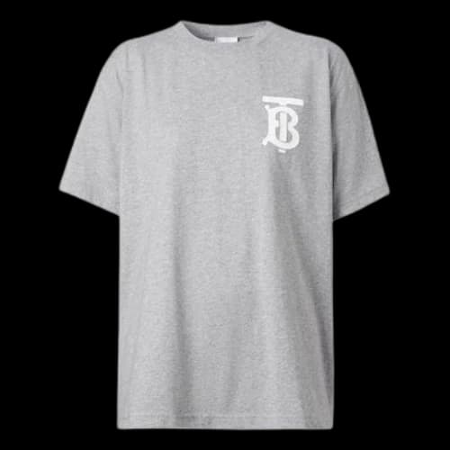 Burberry Monogram Motif Logo Pattern Printing Short Sleeve Gray