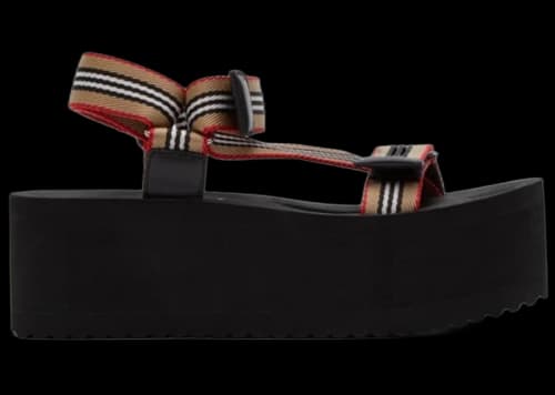 Burberry Beige Icon Stripe Platform Sandal Black (Women's)
