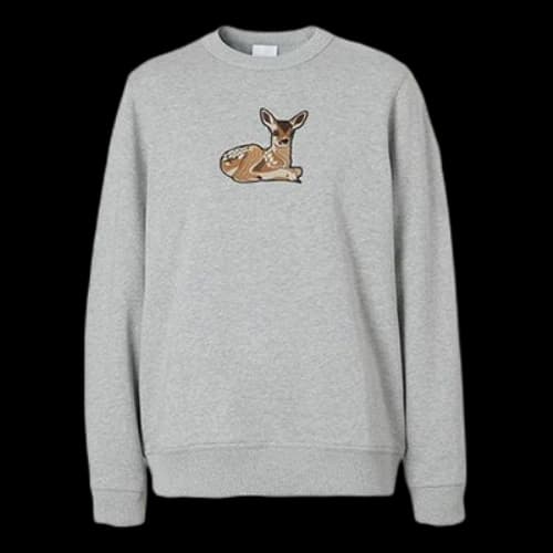 Burberry Deer Pattern Cotton Loose Swea Grey (Women's)