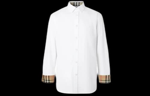 Burberry Slim Fit Monogram Motif Stretch Cotton Poplin Shirt White