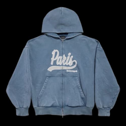 Balenciaga Enjoy Paris Full Zip Hoodie Regular Fit 'Faded Blue'