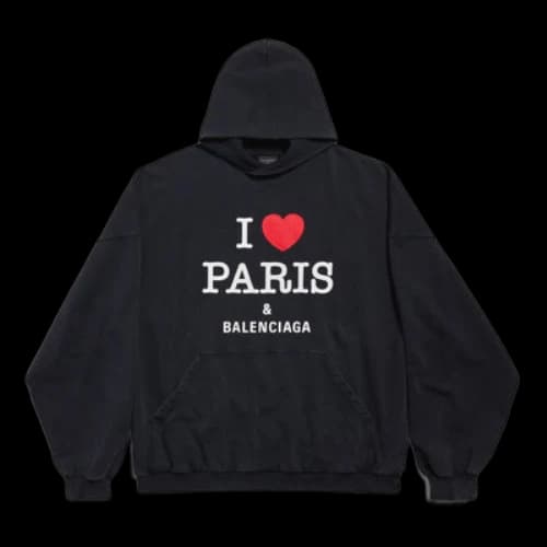 Balenciaga I Love Paris Balenciaga Hoodie Large Fit 'Black Faded' (Women's)