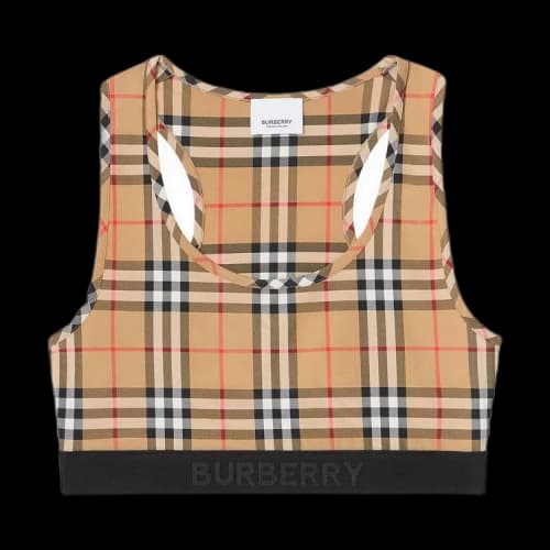 Burberry Logo Detail Vintage Check Bra Top 'Archive Beige'