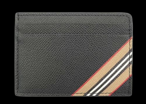 Burberry Icon Stripe (4 Card Slot) Card Case Black/Beige