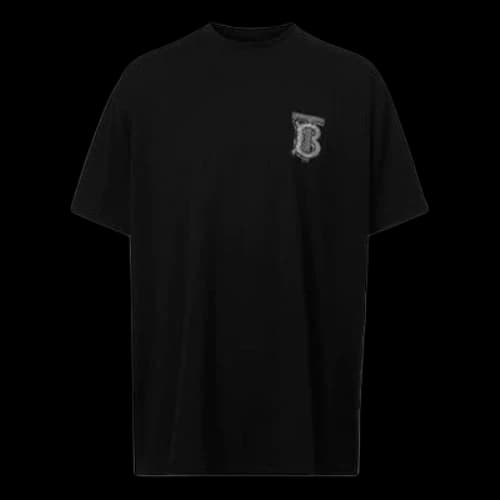Burberry Monogram Motif Cotton Loose Short Sleeve Unisex Black
