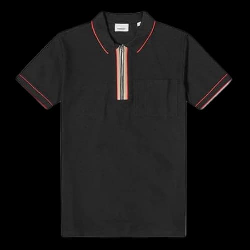 Burberry Stripe Short Sleeve Polo Shirt Black