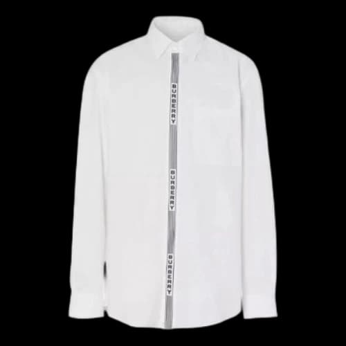 Burberry Alphabet Stripe Cotton Long Sleeves Shirt White
