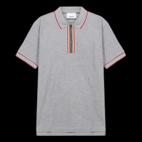 Burberry Stripe Short Sleeve Polo Shirt Gray