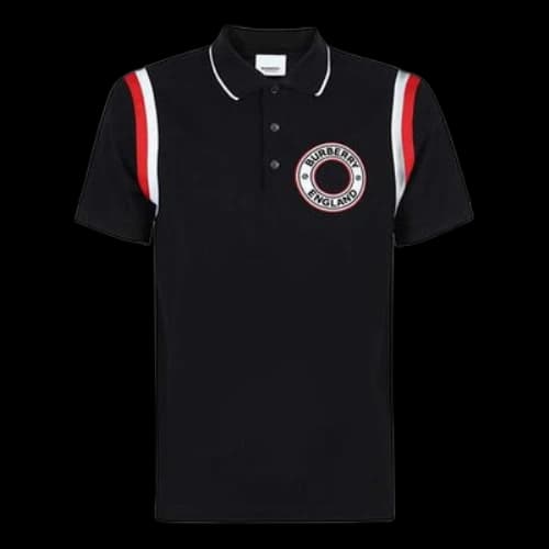 Burberry SS21 Pattern Cotton Polo Shirt Black