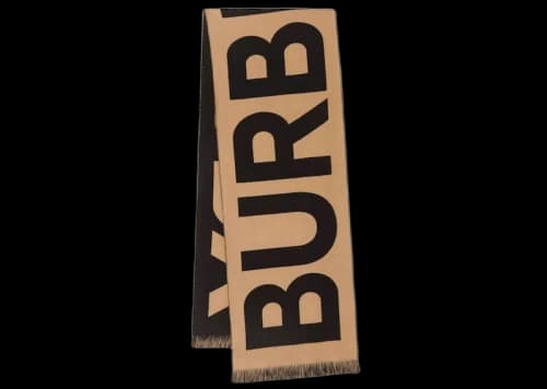 Burberry Logo Wool Jacquard Scarf Archive Beige