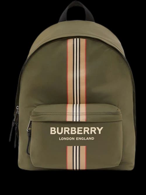 Burberry Logo and Icon Stripe Backpack Green/Beige