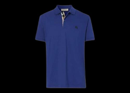 Burberry Oxford Logo Embroidered Polo Shirt Blue