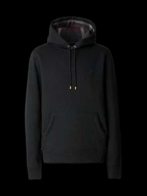 Burberry Embroidered EKD Cotton Blend Hoodie Black