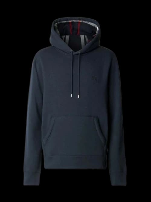 Burberry Embroidered EKD Cotton Blend Hoodie Navy