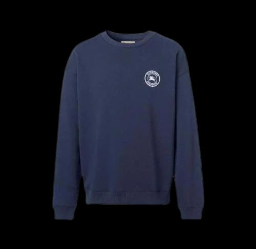 Burberry Embroidered Logo Cotton Sweatshirt Navy