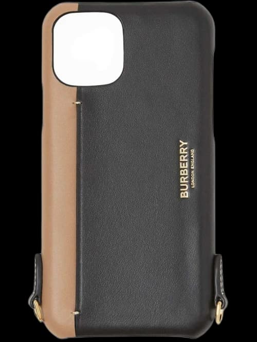 Burberry Leather iPhone 11 Pro Phone Case with Strap Black Tan