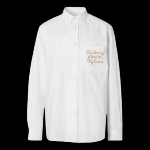 Burberry Embroidered Logo Long Sleeves Shirt White