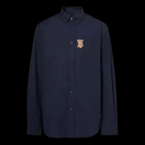 Burberry Monogrom Pattern Elastic Shirt Navy Blue