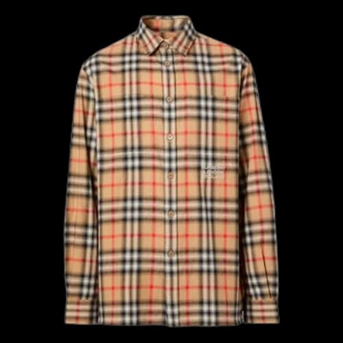 Burberry Check Cotton Flannel Shirt Male Cream-coloured