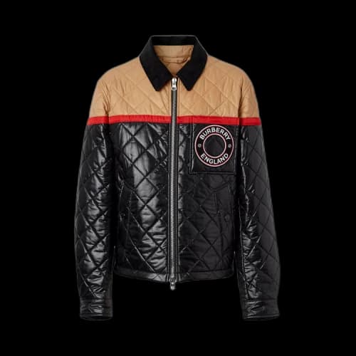 Burberry Colour Block Recycled Nylon Harrington Jacket 'Black'