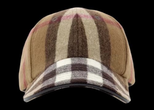 Burberry Exaggerated Check Wool Baseball Cap Dark Birch Brown