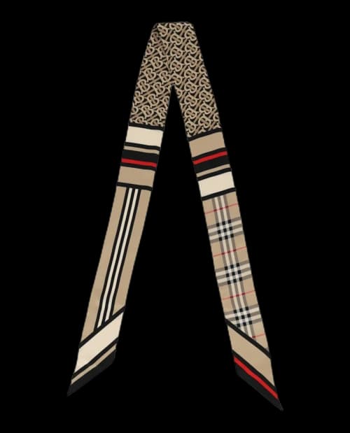 Burberry Skinny Montage Silk Scarf Beige