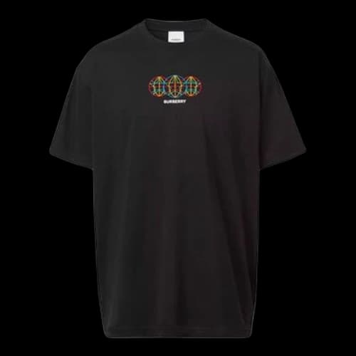 Burberry Embroidered Pattern Loose Short Sleeve Black