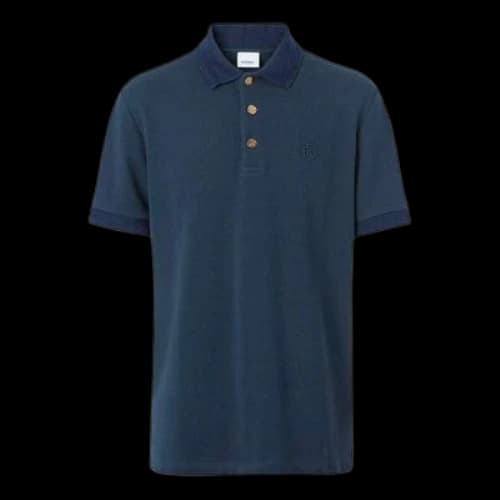 Burberry SS21 Bottons Net Cotton Polo Male Blue