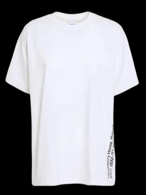 Burberry Womens Horseferry Print Cotton Oversized T-Shirt White/Black