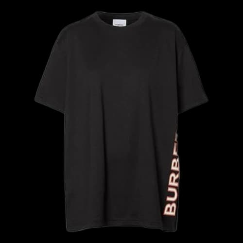 Burberry Alphabet Logo Printing Loose Short Sleeve Black