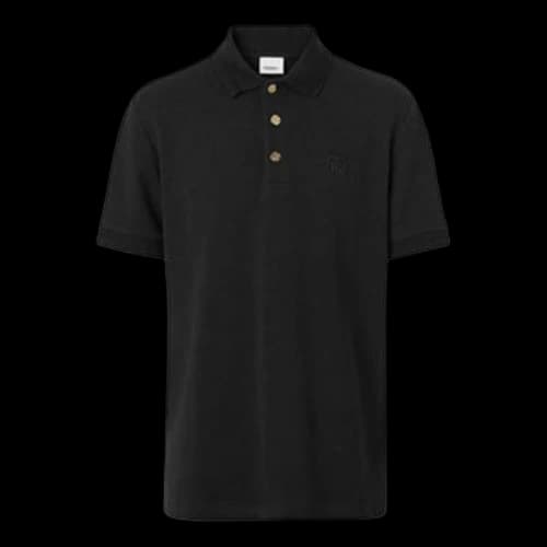 Burberry SS21 Button Mesh Cotton Polo Shirt Black