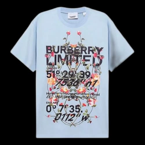 Burberry SS21 Flower Letter Pattern Male Blue