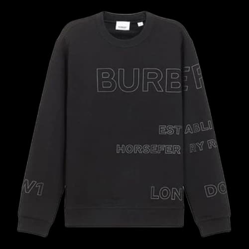 Burberry Horseferry Print Cotton Round Neck Sports Pullover Sweater For Men Black