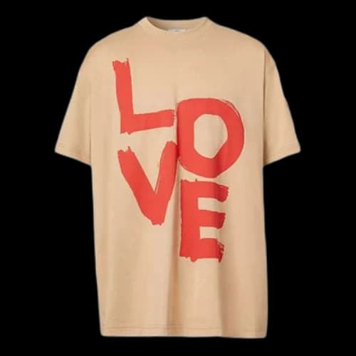 Burberry Love Pattern Loose Short Sleeve Yellow