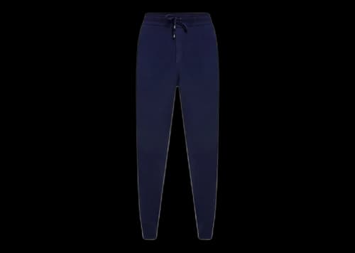 Burberry Embroidered Monogram Cashmere Track Pants Navy