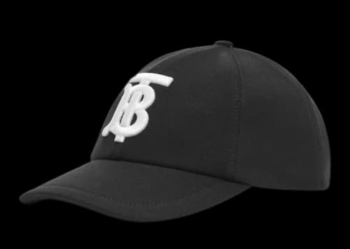 Burberry Monogram Motif Cotton Jersey Baseball Cap Black White