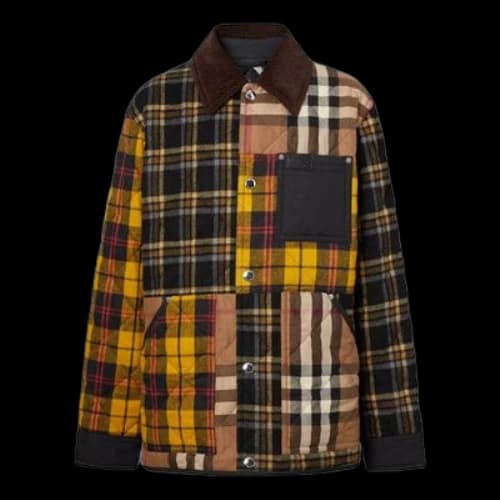 Burberry SS21 corduroy Plaid Cotton Jacket Long Sleeves Shirt Brown