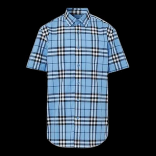 Burberry SS21 Plaid Casual Short Sleeve Shirt Blue
