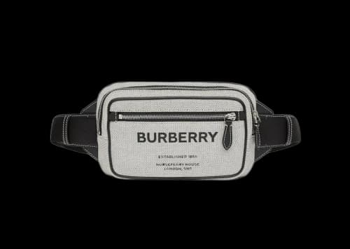 Burberry Horseferry Print Cotton Canvas Bum Bag Grey/Black