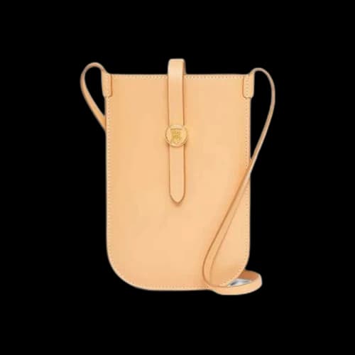 Burberry Topstitched Leather Anne Phone Case With Strap 'Warm Sand'
