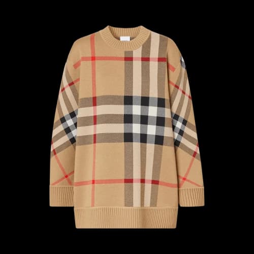 Burberry Check Technical Merino Wool Jacquard Sweater 'Archive Beige'